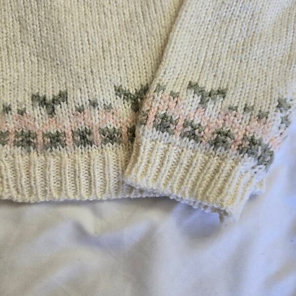 D.D. Sloane Womens Vintage Fair Isle Cardigan Sweater M Wool Grannycore Pastel - Picture 7 of 11